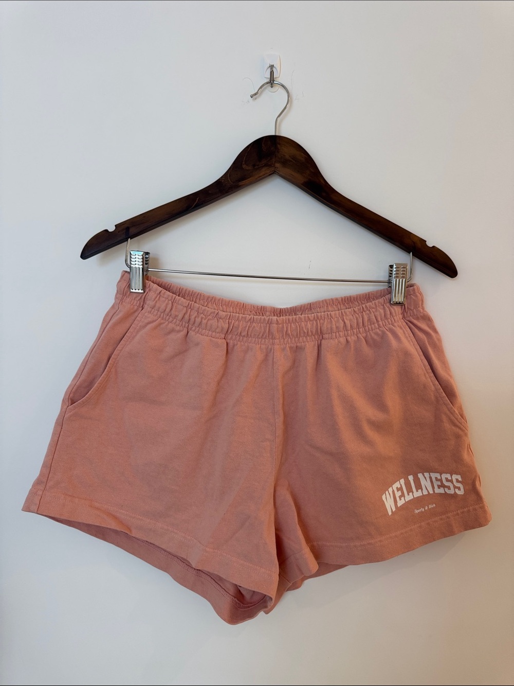 Sporty & Rich Dusty Rose 'Wellness' Athletic Shorts